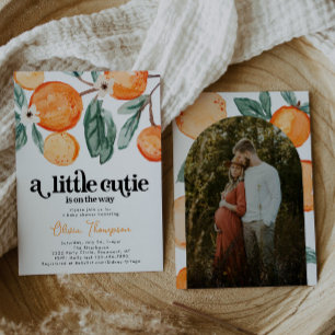 Retro Little Cutie Photo Baby Shower Invitation