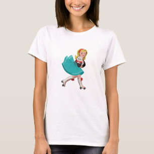 Retro little girl on roller skates T-Shirt