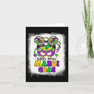 Retro Little Miss Mardi Gras Outfit Youth Girl Wom Card