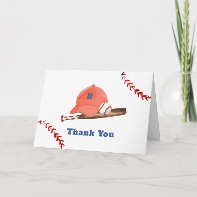 Retro LIttle Slugger Baseball Boy Baby Shower  Thank You Card (Front)