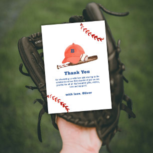 Retro LIttle Slugger Baseball Sport Baby Shower Thank You Card