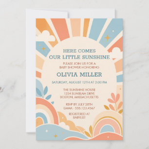 Retro Little Sunshine Boy Baby Shower Invitation