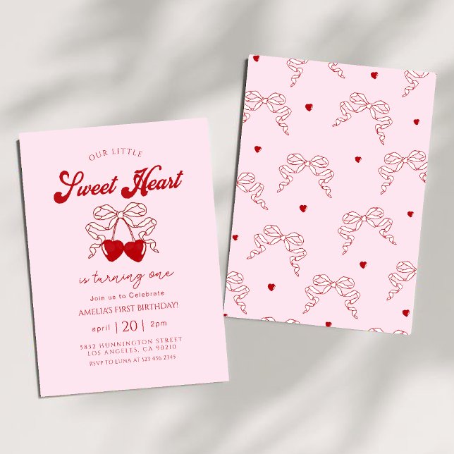 retro Little Sweetheart  Valentines Day Birthday Invitation (Creator Uploaded)