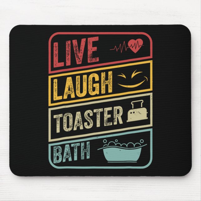 Retro Live Laugh Toaster Bath Skeleton Funny Hallo Mouse Mat (Front)