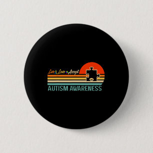 Retro Live Love Accept Autism Awareness Gift  6 Cm Round Badge
