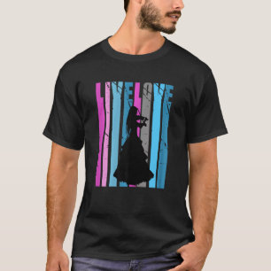 Retro Live Love Violin Silhouette Colours Plays In T-Shirt