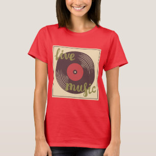Retro Live Music Vinyl Record T-Shirt