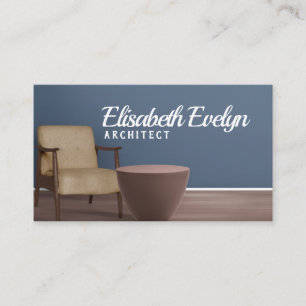 Retro living room interior design business card