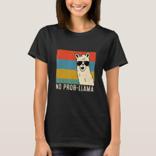 Retro Llama Men Women No Prob Llama Alpaca Farming T-Shirt