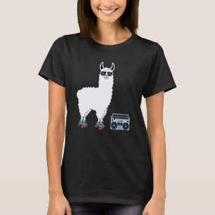 Retro Llama Roller Skate Derby 70s 80s Cute Girl S T-Shirt