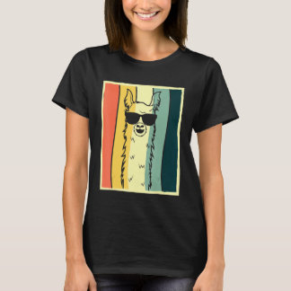 Retro Llama Vintage Alpaca With Glasses T-Shirt