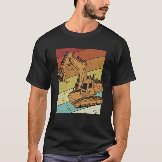 Retro Loader Backhoe Hydraulic Driver Excavator Op T-Shirt (Front)