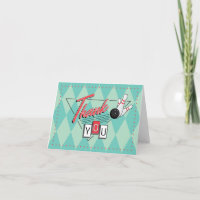 Retro Logo Bowling Thank You Card