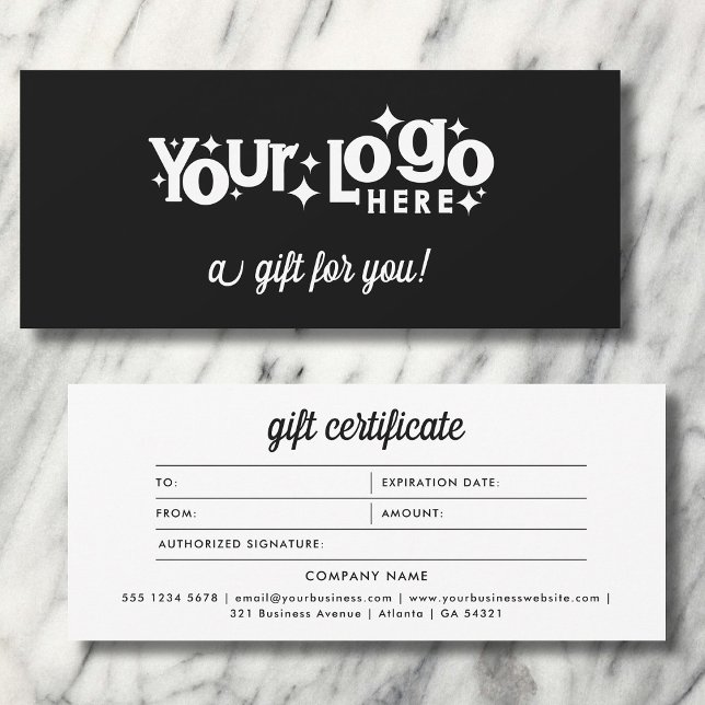 Retro Logo Minimalist Black White Gift Certificate (Retro Logo Minimalist Black White Gift Certificate)
