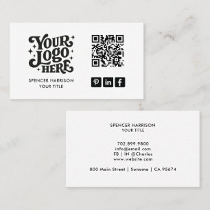 Retro Logo QR Code Business Card