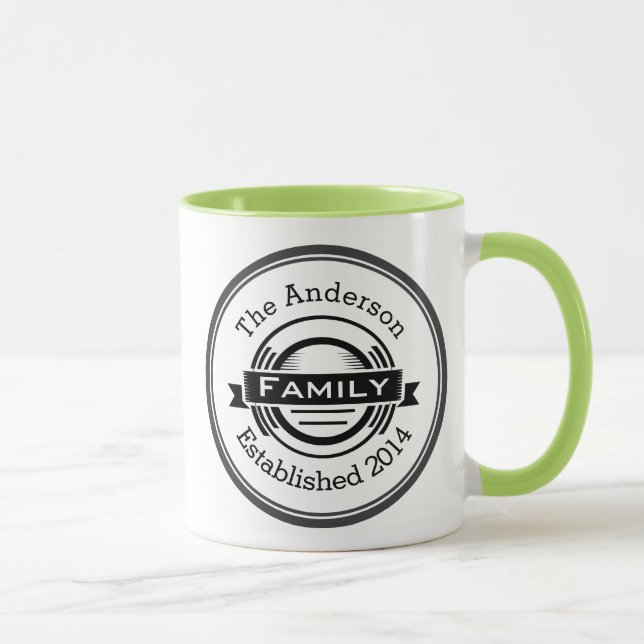 Retro Logo Style Personalised Family Name Mug (Right)