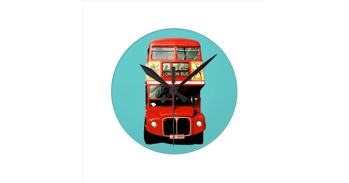 Retro London Bus Clock Zazzle.co.uk