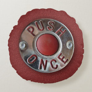 Retro London Bus "Push Once" Stop Request Round Cushion