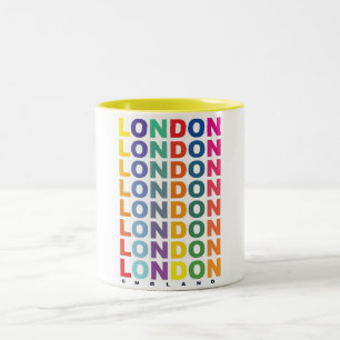 Retro London England poster Two-Tone Coffee Mug