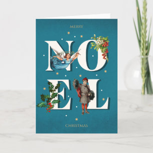 Retro look Christmas Card NOEL editable text
