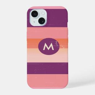 Retro look monogram candy stripes iPhone 15 case