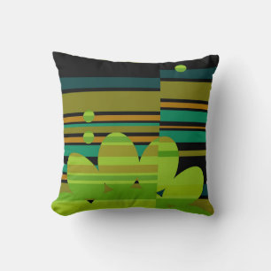 retro look pillow mod flower lime green on stripes