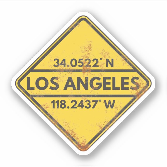Retro Los Angeles Coordinates Rusty Metal Sign (Front)