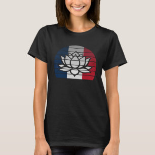 Retro Lotus flower Buddhist France French Flag T-Shirt