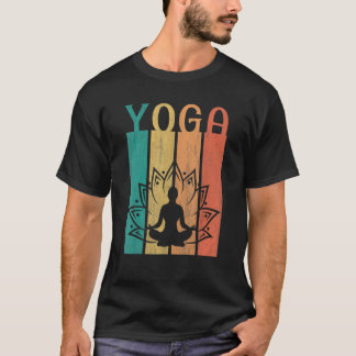 Retro Lotus Flower Meditating Yoga T-Shirt