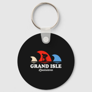Retro Louisiana Grand Isle Surfboarding  Key Ring