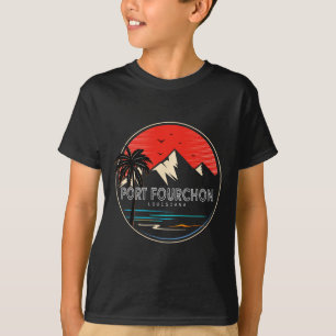 Retro Louisiana Port Fourchon Wave Surfing T-Shirt