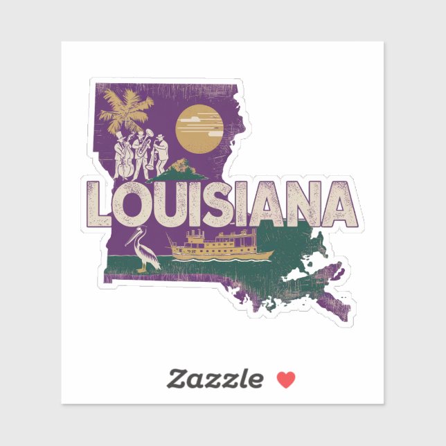 Retro Louisiana State Sticker (Sheet)