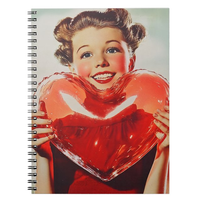 Retro Love: 1950s Heart Glow Notebook (Front)