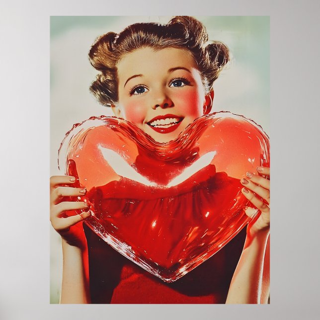 Retro Love: 1950s Heart Glow Poster (Front)