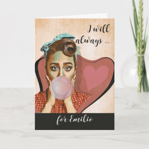 Retro Love and Romance Double Bubble Gum Lady  Card