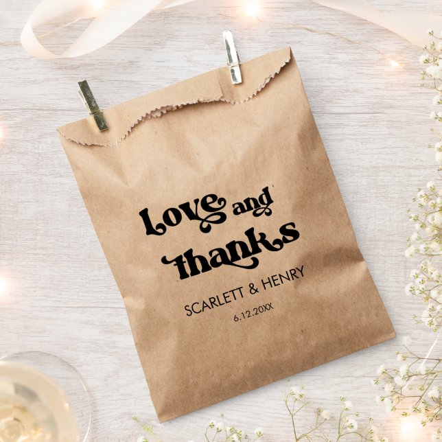 Retro Love and Thanks Wedding Favour   Favour Bags (Clipped)