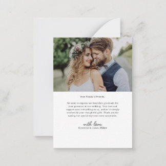 Retro Love and Thanks White Arch 2 Photos Wedding Card