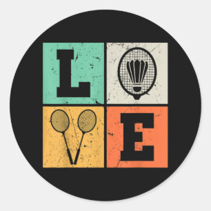Retro Love Badminton Lover Classic Round Sticker