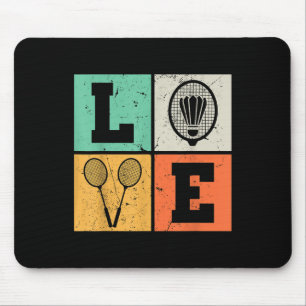 Retro Love Badminton Lover Mouse Mat