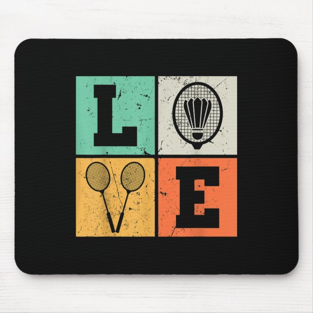 Retro Love Badminton Lover  Mouse Mat (Front)