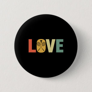 Retro Love Badminton Rackets & Shuttle 6 Cm Round Badge