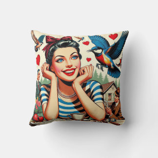 Retro Love Birds  Cushion