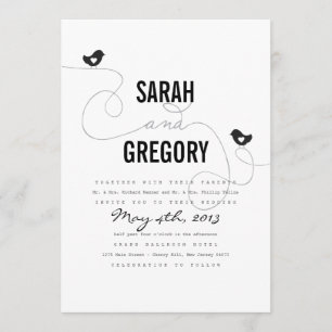 Retro Love Birds Wedding Invitations