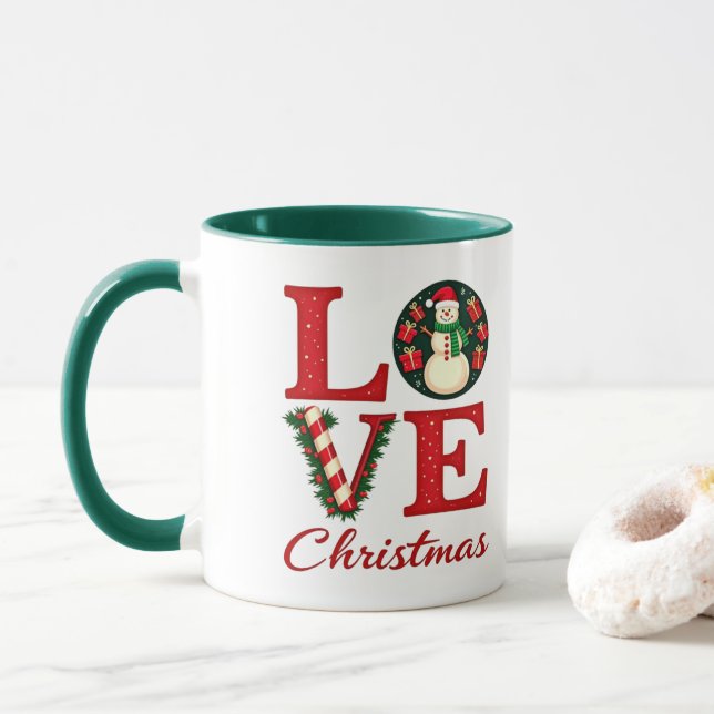 Retro Love Christmas Magic Classic Coffee Mug (With Donut)