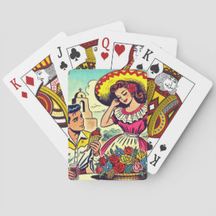 Retro Love Couple Comic Playing Cards