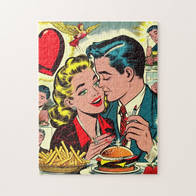 Retro Love Couple Comics Jigsaw Puzzle (Vertical)