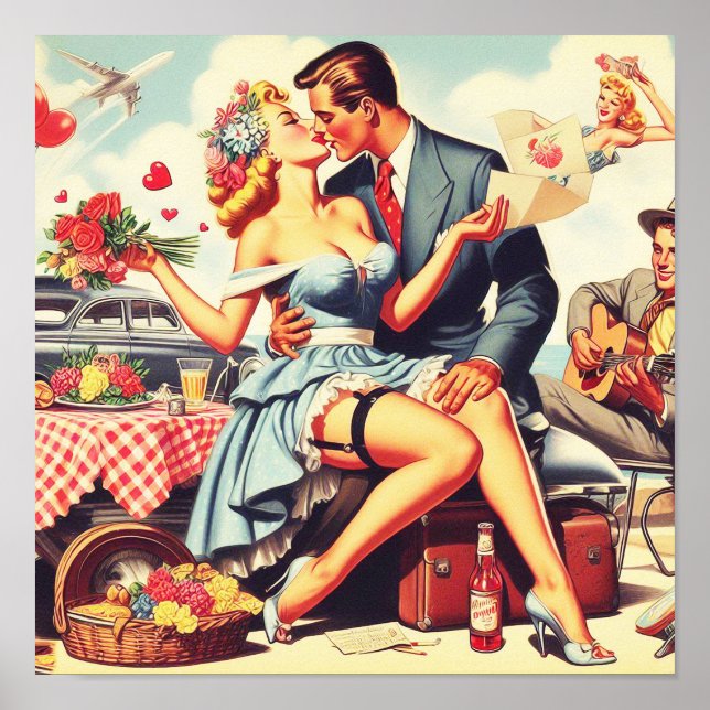 Retro Love Couple Poster (Front)
