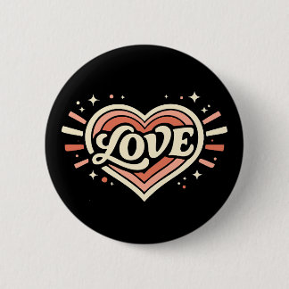 Retro Love Heart Valentine Classic 6 Cm Round Badge