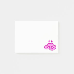 Retro Love Hearts - Pink Wedding, Engaged, Bridal Post-it Notes