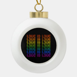 Retro Love is Love Ceramic Ball Christmas Ornament